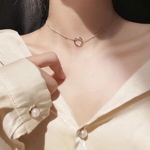 Simple Circle Pendant Satellite Necklace, Simple Necklace, Sterling Silver